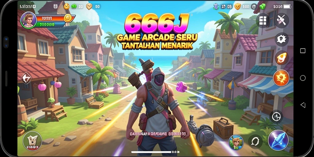Tampilan gameplay 666J yang menantang dan penuh warna.