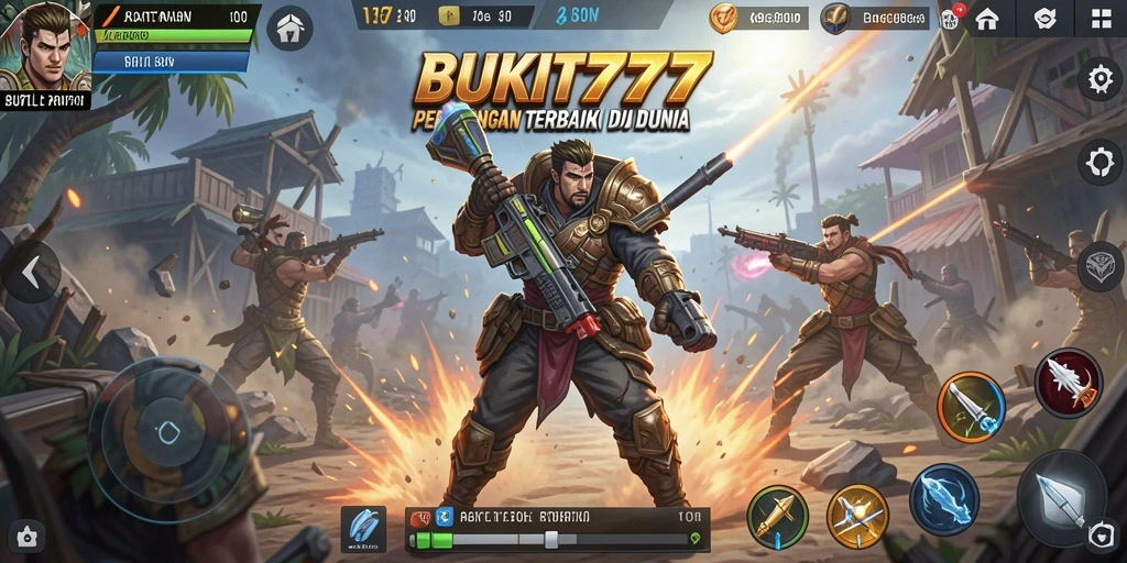Screenshot gameplay BUKIT777 menampilkan aksi seru dalam pertempuran Battle Royale.