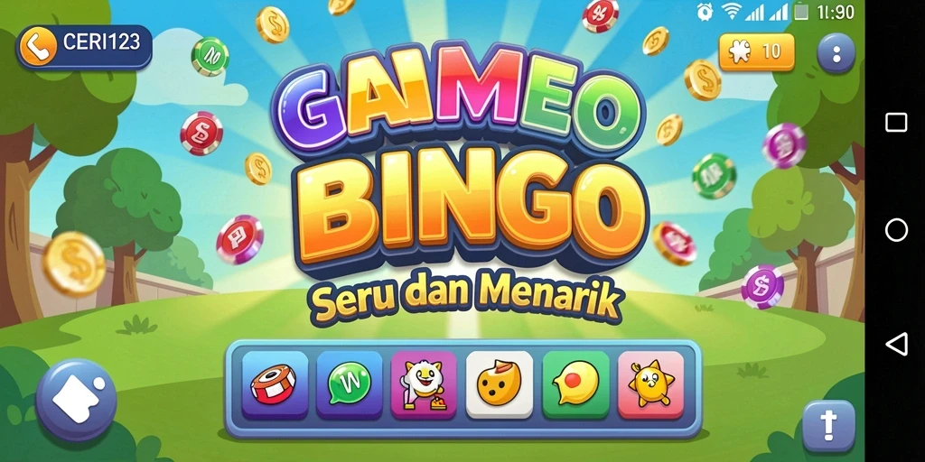 Screenshot gameplay CERI123 menampilkan kartu bingo yang menarik.