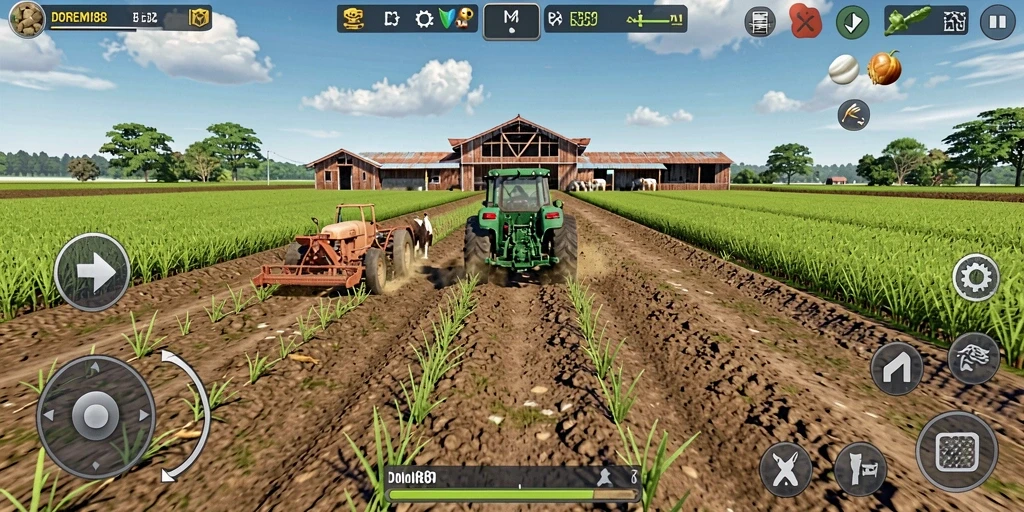 Tampilan gameplay DOREMI88 dengan aktivitas bertani yang seru dan interaktif.
