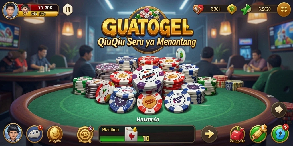 Screenshot utama GUATOGEL menampilkan momen seru dalam permainan QiuQiu.