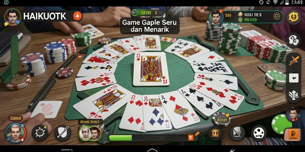 Tampilan gameplay HAIKUOTK menampilkan suasana permainan Gaple yang seru.