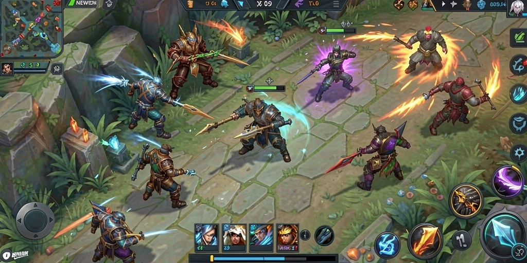 Tampilan gameplay seru dalam NEWIDN dengan karakter yang beragam.