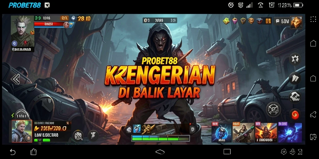 Screenshot gameplay horror PROBET88 dengan suasana menyeramkan.