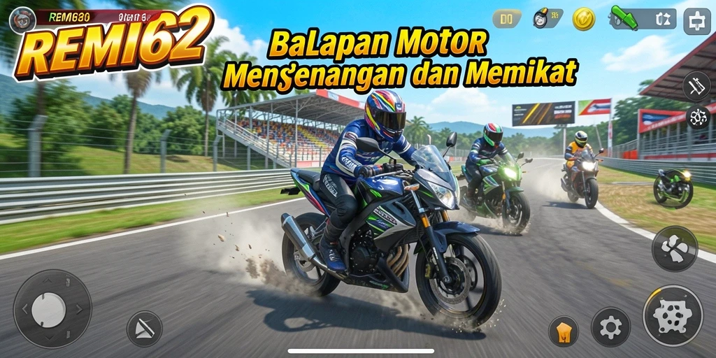 Gameplay balapan motor yang penuh aksi dan seru di REMI62