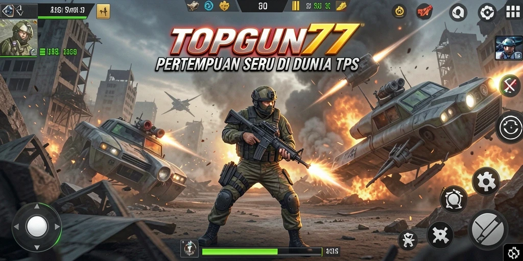 Screenshot utama TOPGUN77 menampilkan aksi pertempuran yang mendebarkan.