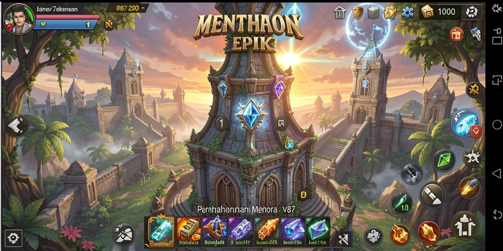 Screenshot menampilkan aksi pertahanan menara V87 yang mendebarkan.