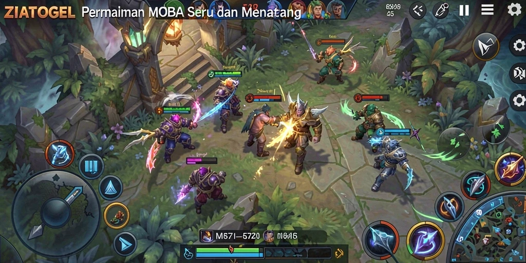 Menampilkan aksi seru dalam pertarungan tim di ZIATOGEL.